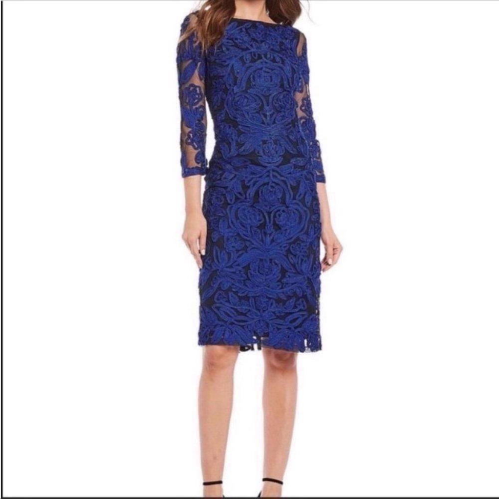 JS Collections Womens‎ Embroidered Soutache Dress Blue Size 4 New